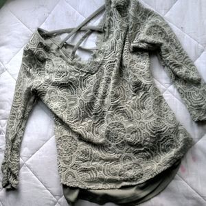 3/4 sleeve lace light green  top